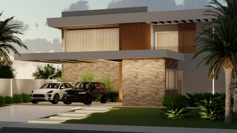 Projeto de Edícula Contemporânea com ambientes Integrados, Churrasqueira e Lavanderia.
